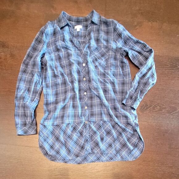 J. Jill Plaid Tunic Button Down Size Medium Tall - Picture 1 of 5